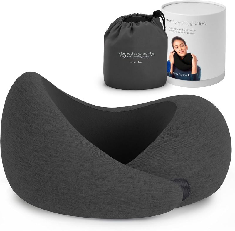 Photo 1 of Ostrichpillow Go Neck Pillow - Premium Memory Foam Travel Pillow, 360º Ergonomic Design, Asymmetrical Sides, Travel Bag Included, Washable Modal Cover
