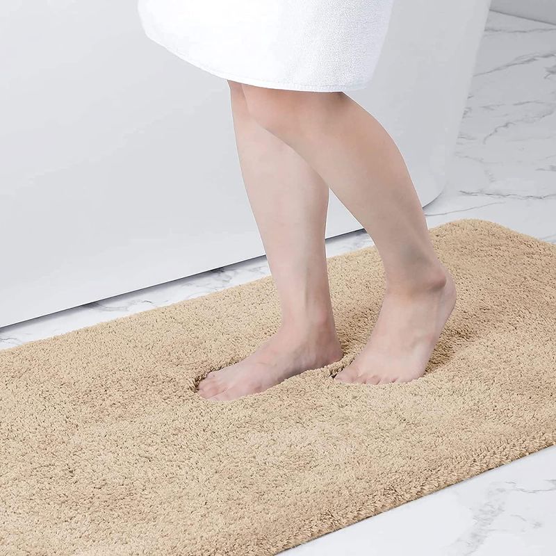 Photo 1 of Buganda Microfiber Bathroom Rugs (24 x 16, Beige) Shaggy Soft and Absorbent, Non Slip, Thick Plush, Machine Washable Bath Mat and Bath Rugs for Bathroom
