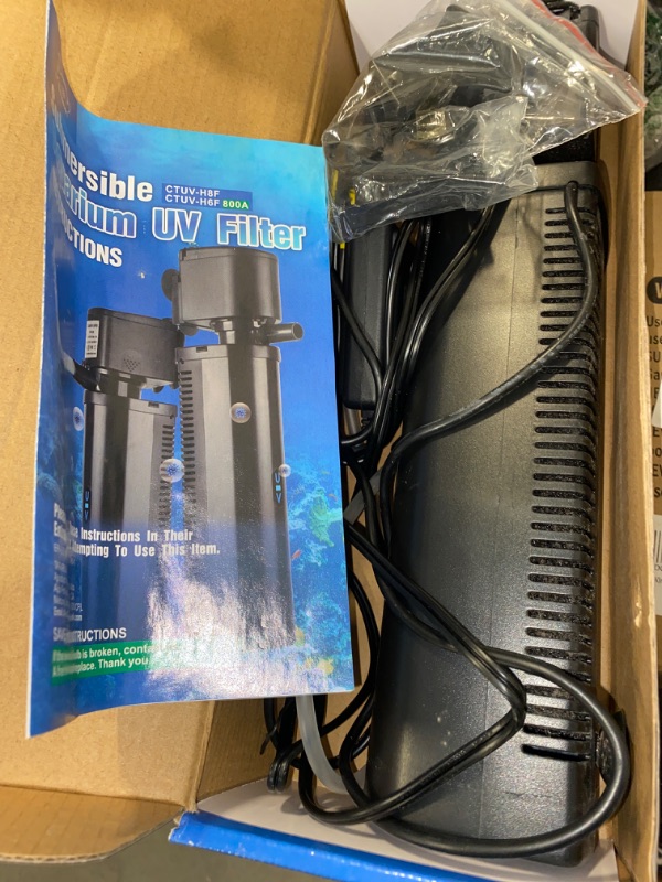 Photo 1 of Aquarium Filter for 40-150 Gallon Tank, U-V Fish Tank Green Clean Machine Submersible Powerful Pump Canister Filter 400GPH for Pond Turtle Tank Saltwater Freshwater Crystal Clear Green Killing
