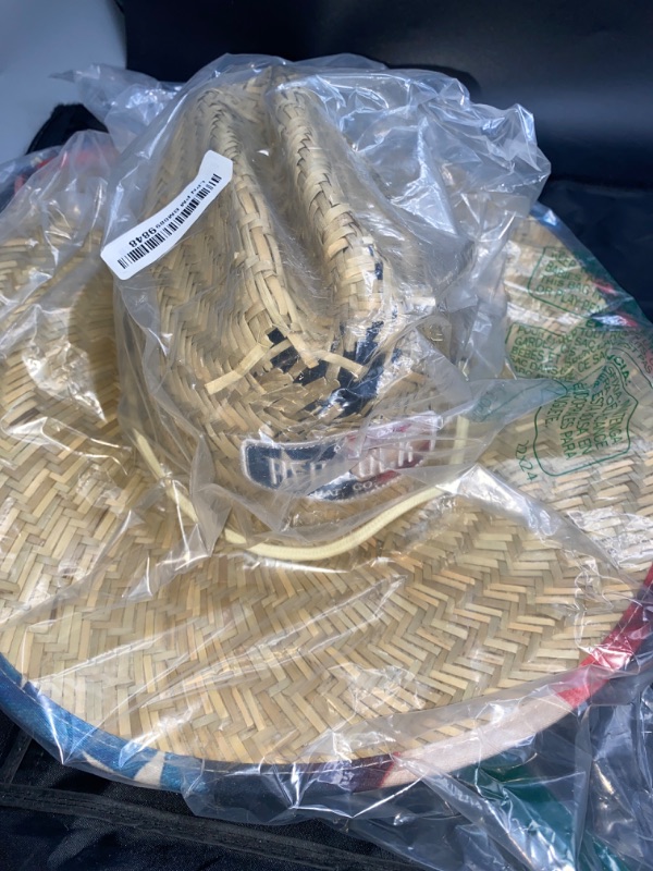 Photo 2 of ** FINAL SALE – SOLD AS IS **  Straw Hat for Girls & Boys | Kids Lifeguard Hat, Beach Hat & Sun Hat | UPF 50+ Wide Brim for Sun Protection | Big Kids Brave | Hemlock DAMAGED**