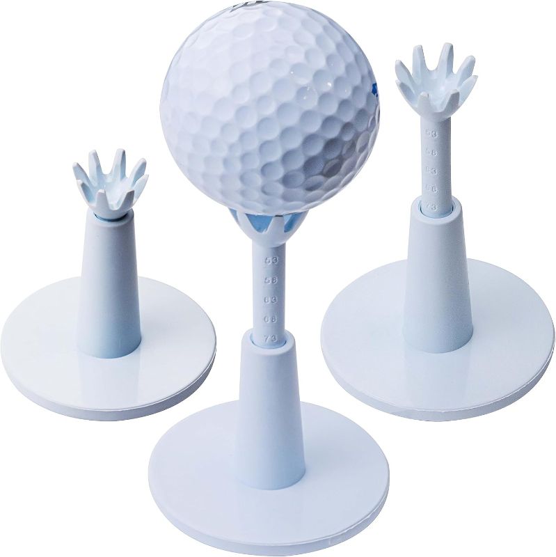 Photo 1 of Adjustable Golf Tee, Golf Mat Tees for Driving Range & Simulator, Rubber & Plastic Golf Tees - Essential Golf Accessories for Men, Unbreakable Golf Tees - No Need to Repeatedly Pick up (3 Pack White)
