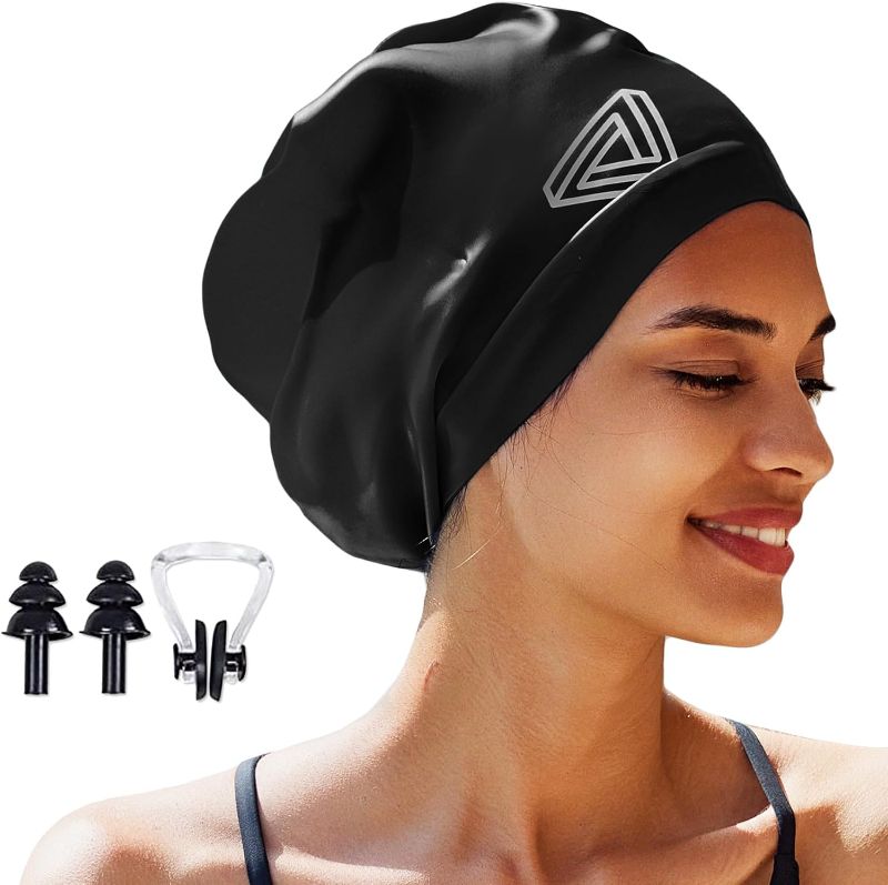 Photo 1 of Large Swimming Cap, Suitable for Men and Women, Specially Designed Swimming Cap, Suitable for Very Long and Thick Curly Hair and Braids, Keep Hair Dry
