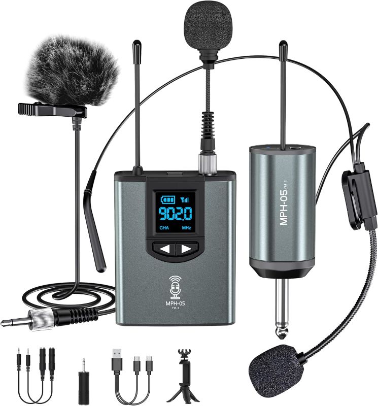 Photo 1 of ttstar Wireless Microphone System Headset/Stand/Lavalier Mic with Rechargeable Bodypack Transmitter Receiver for PA Speaker, Camera, Recording, Teaching, Church