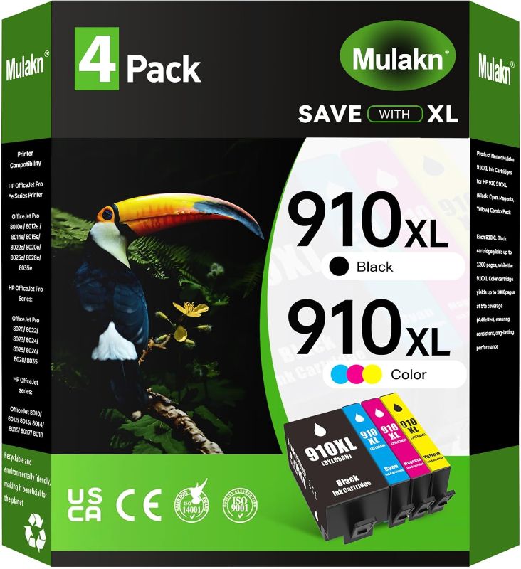 Photo 1 of 910XL Ink Cartridges for HP Ink 910 910XL for HP OfficeJect 8010 8020 HP OfficeJet Pro 8020 8025 8028 8035 8030 8010 8015 8018 8022 Printer Black Color Combo Pack
