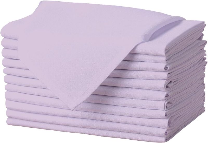 Photo 1 of Gee Di Moda Cloth Napkins - 17 x 17 Inch Lavender Dinner Napkins - Set of 12 Soft & Absorbent Washable Fabric Cloth Table Napkins with Hemmed Edges for Hotel Restaurant, Holiday Parties & Wedding
