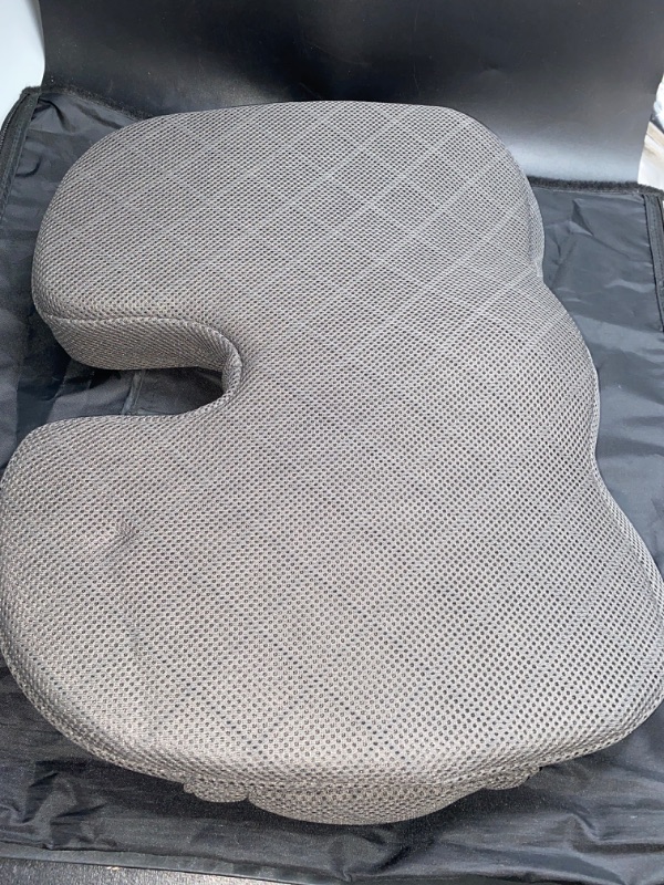 Photo 2 of LARGE TushGuard Seat Cushion for Office Chair Memory Foam Non-Slip Desk Chair Cushion Back, Coccyx, Sciatica, Tailbone Pain Relief Butt Pillow for Office Chair, Car, Wheelchair, Grey
