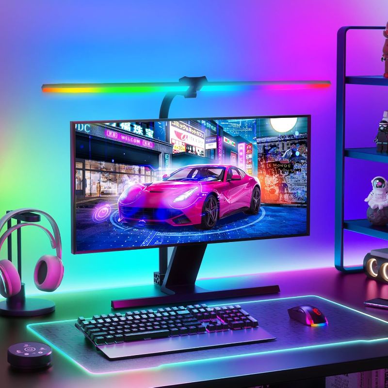 Photo 1 of Brightown LED Desk Lamp with Clamp for Home Office, Double Head Color Changing Desk Lights with Remote, 24W Ultra Bright Multicolor Table Lamp with Rotatable Swing Arms for Gaming Computer, RGB Mode
