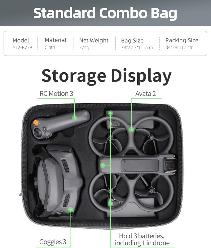 Photo 2 of Avata 2 Storage Case,Carrying Case Portable Travel Bag for DJI Avata 2,Fly More Combo with Goggles 3,Storage Bag Shoulder Bag for DJI Avata 2 Accessories (AT2-B778) CASE ONLY***NEW**
