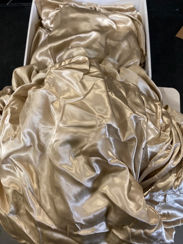Photo 1 of Satin Sheets King [4-Piece, Champagne Gold] Hotel Luxury Silky Bed Sheets - Extra Soft 1800 Microfiber Sheet Set, Wrinkle, Fade, Stain Resistant - Deep Pocket Fitted Sheet, Flat Sheet, Pillow Cases
