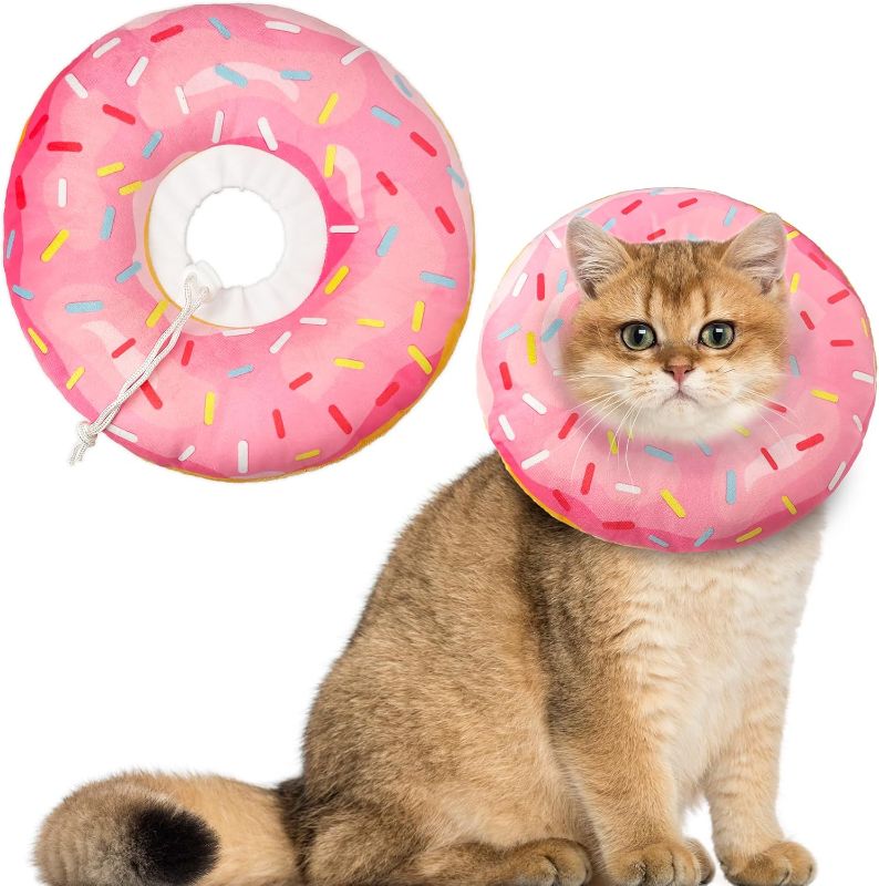 Photo 1 of Cat Cone Collar Soft, Cat Recovery Collar for Wound Healing Cute Cat Donut Adjustable Cat Cones to Stop Licking Comfortable Lightweight Neck Elizabethan Collars for Cats Kittens After Surgery
