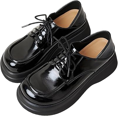 Photo 1 of SIZE 11 Women's Leather Chunky Platform Oxfords Fashion Wide Round Toe Platform Lace-Up Loafers Dress Shoe for Daily Outdoor Work Casual Walking Shoes NEW**
