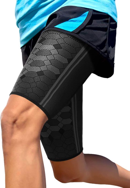 Photo 1 of Sparthos Thigh Compression Sleeves (Pair) – Quad and Hamstring Support – Upper Leg Sleeves for Men and Women – Made from Innovative Breathable Elastic Blend – Anti Slip USED**
