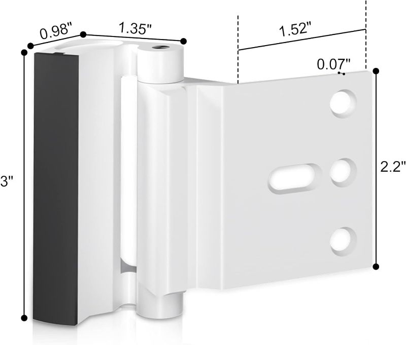 Photo 2 of Door Reinforcement Lock Withstands 800lbs of Force - White Extra Child Proof Door Lock with 8 Screws Prevents Unauthorized Entry,Add a Door Security Lock for Home Safety & Privacy
