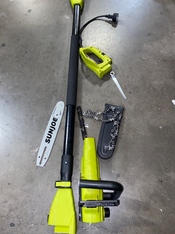 Photo 2 of Sun Joe SWJ807E 10 inch 8.0 Amp Electric Convertible Pole Chain Saw, Green
