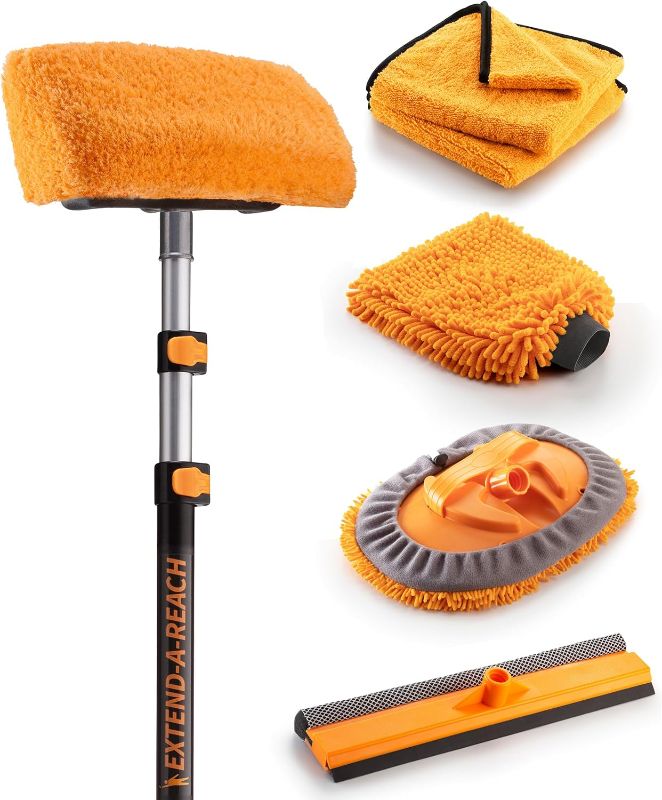 Photo 1 of Car Wash Kit with 5-12 ft Extension Pole // Car Washing Brushes Set with Telescopic pole // Microfiber Wash Mop // Soft Wash Brush and Car Wash Tools // The Ultimate RV, Truck Washing Kit
