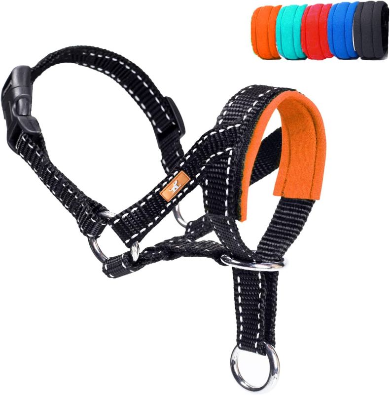 Photo 1 of Dog Head Collar, Head Collar with Reflective Strap to Stop Pulling for Small Medium and Large Dogs, Adjustable (M, Orange)
