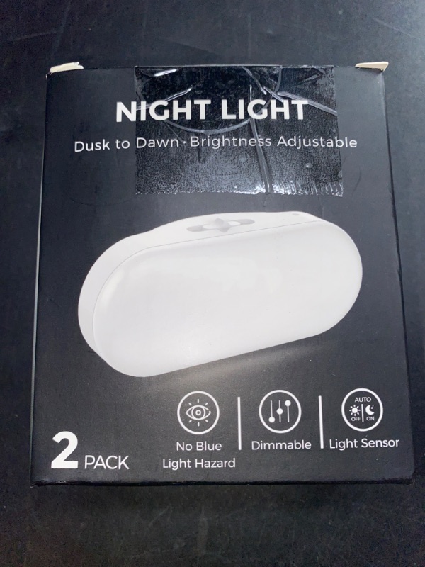 Photo 4 of DORESshop Led Night Light, Plug into Wall, [2 Pack] with Dusk to Dawn Sensor, 1W 5000K Dimmable Night Light from 0LM to 100LM for Bathroom Hallway Bedroom Kids Room Stairway
