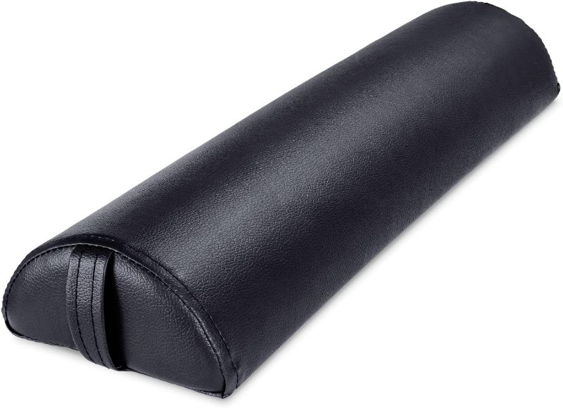 Photo 1 of Noverlife Half Round Massage Bolster, Professional PU Semi-Round Massage Bolster Pillow Cushion with Strap Handle, Cozy Positioning Bolster Support Pad for Leg Knee Neck Back Pain Relief - Black
