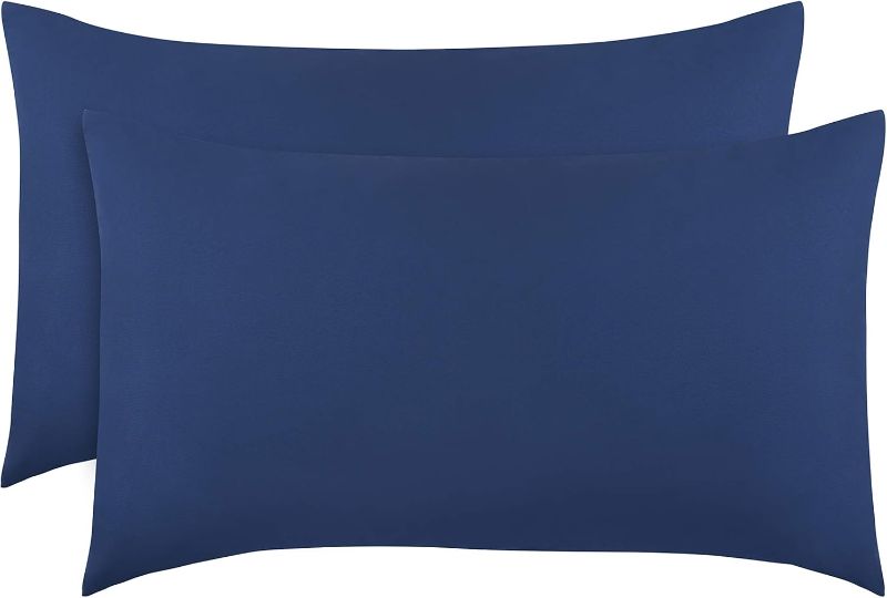 Photo 1 of 2-Pack Toddler Travel Pillowcases -100% Soft Microfiber, Breathable and Hypoallergenic - 14" by 20" Kids Pillowcases fits Pillows 14x19, 13x18 or 12x16, Solid Navy
