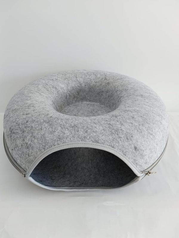 Photo 1 of kchwqy-Indoor cat House,Cat Bed,Large pet cat den,Detachable Felt,All-Season cat Bed,The cat Plays in The Tunnel Bed,Less Than 10kg cat Bed,Light Grey
