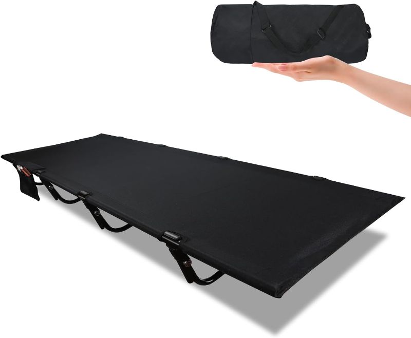 Photo 1 of Camping Cot, Ultralight Folding Backpacking Cot, Max Supports 352lbs, Portable Camping cots for Adults, Camping Bed for Camping, Outdoor Travel, Hiking, Home, Mountaineering (Black) NO INSTRUCTIONS***  

