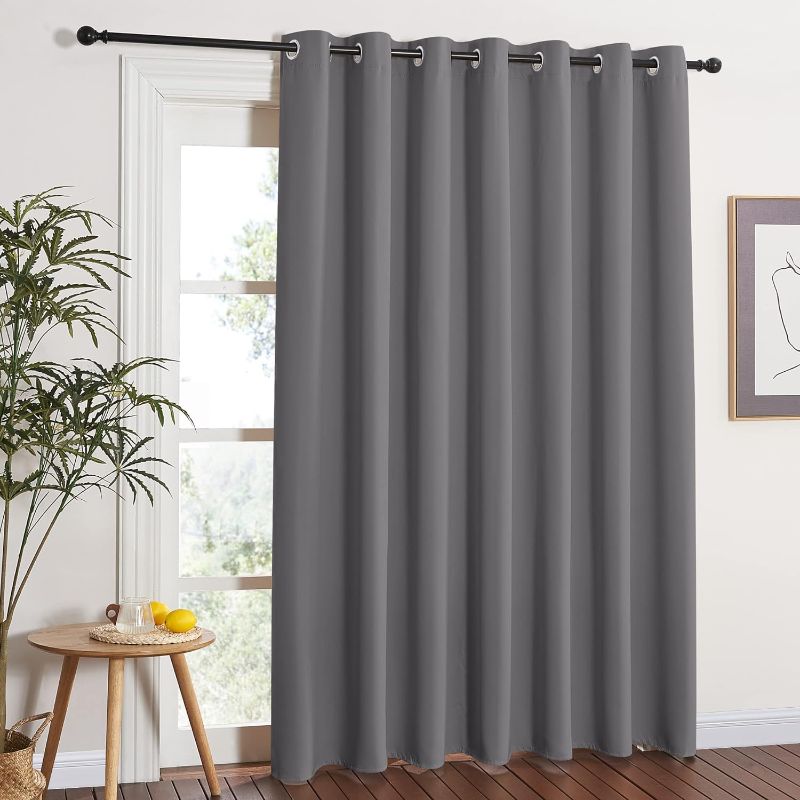 Photo 1 of NICETOWN Grey Blackout Patio Sliding Door Curtains 84 inch Length, Grommet Room Divider Thermal Insulated Curtain Drapes for French Door/Living Room (Gray, W100 x L84, 2 Panel)
