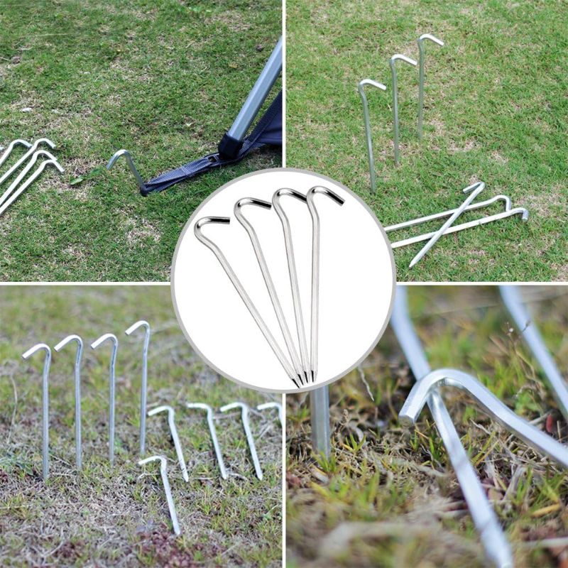 Photo 2 of 14PCS Tent Pegs - Aluminium Tent Stakes Pegs with Hook - 7’’ Hexagon Rod Stakes Nail Spike Garden Stakes Camping Pegs for Pitching Camping Tent, Canopies
