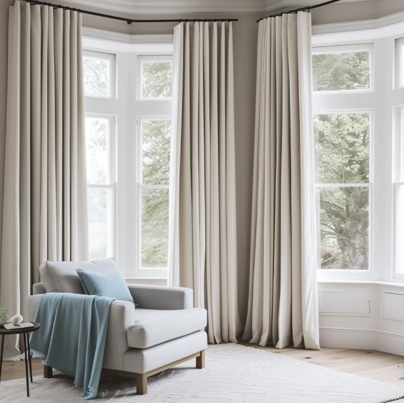 Photo 1 of INOVADAY 100% Blackout Curtains for Bedroom 84 Inches Long, Clip Rings/Rod Pocket Linen Black Out Curtains 2 Panels Set Thermal Insulated Curtains & Drapes for Living Room -W50 x L84, Beige
