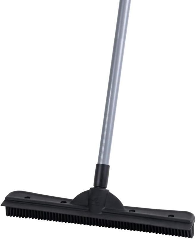 Photo 1 of FURemover Compact Pet Hair Remover Rubber Broom with Carpet Rake and Squeegee, Gray and Black
