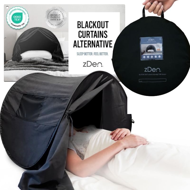 Photo 1 of zDen Patented Design Original Premium Light Blocking Tent - Perfect Blackout Curtains Alternative - Drug-Free Sleep Aid, Sleep Mask Like Tool That Promotes Better Sleep for Night Shift, Dorm, Travel
