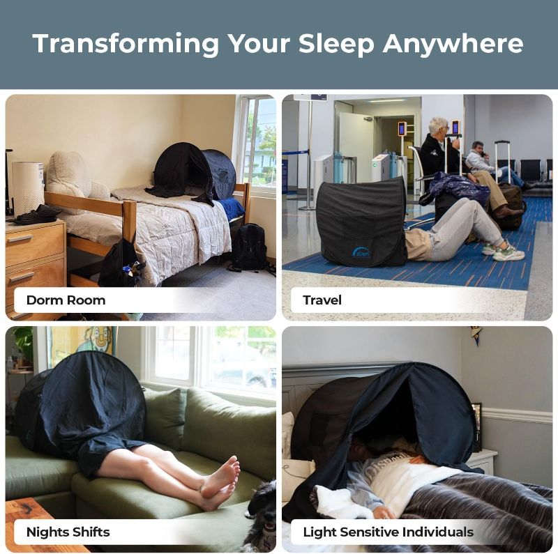Photo 1 of zDen Patented Design Original Premium Light Blocking Tent - Perfect Blackout Curtains Alternative - Drug-Free Sleep Aid, Sleep Mask Like Tool That Promotes Better Sleep for Night Shift, Dorm, Travel
