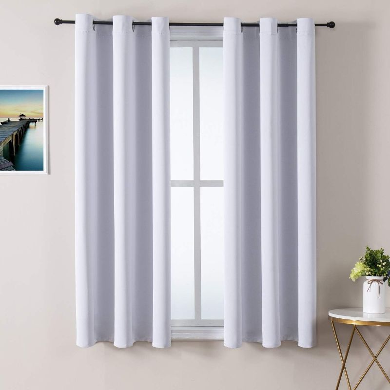 Photo 1 of ChrisDowa Grommet Room Darkening Curtains for Bedroom and Living Room - 2 Panels Set Thermal Insulated Blackout Curtains (Greyish White, 38W x 54L)
