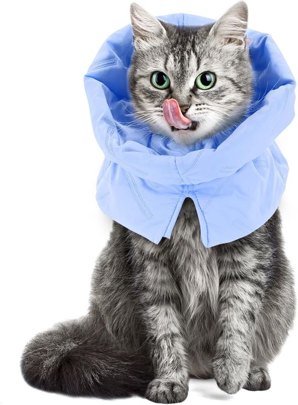 Photo 1 of SMALL Cat Cone Collar Soft, Cat Recovery Collar, Soft Cat Cone, Cat E Collar, Soft Cone for Cats,Cat Cones to Stop Licking, Cat Collar Licking, Donut Collar for Cats Adjustable Waterproof Blue S
