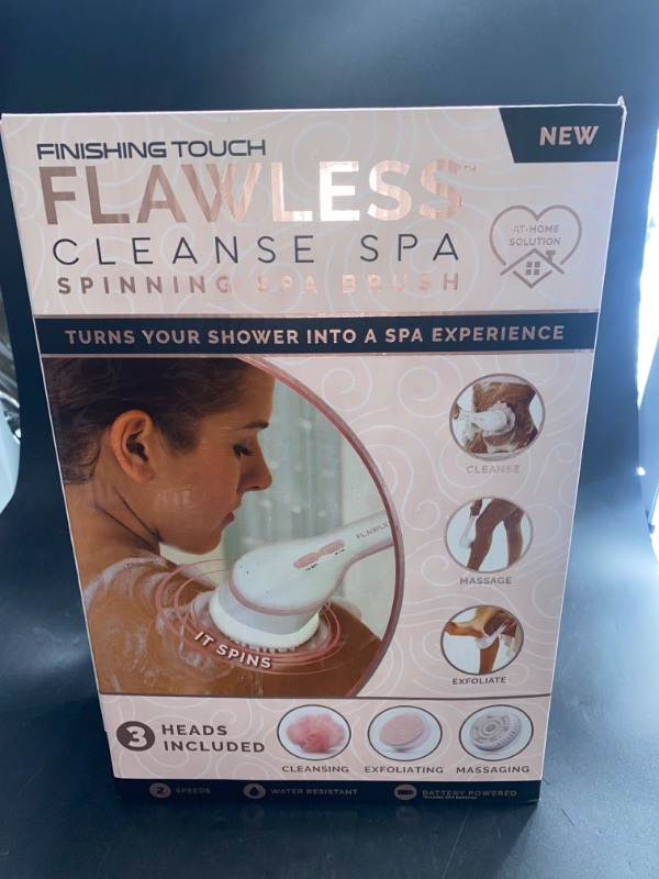 Photo 1 of Flawless Cleanse Spa Shower Wand - Cordless Spinning Bath Brush with 4 Attachments - Loofah, Cleansing, Massage, Pumice Stone Heads
