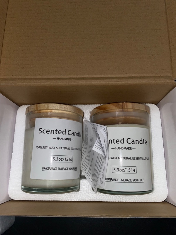 Photo 2 of 2 Pack Scented Candles, Gift for New Home Vanilla + Gardenia, Scented Jar Candle, Natural Aromatherapy Scented Candles, Long Lasting Candle, Festive,Stress Relief, Decor Aromatherapy Candles
