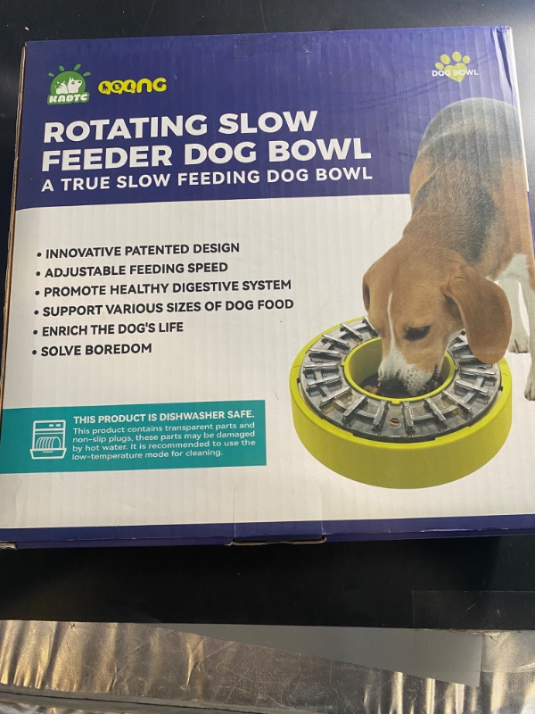 Photo 3 of KADTC Dog Slow Feeder Bowl That Slow Down Eating Rotate N' Eat Adjustable Feeding Time FR. 5 to 60 min Food Dispenser Dish Enrichment Puppy Puzzle Dispensing Maze Tray for Small/Medium/Large Dogs
