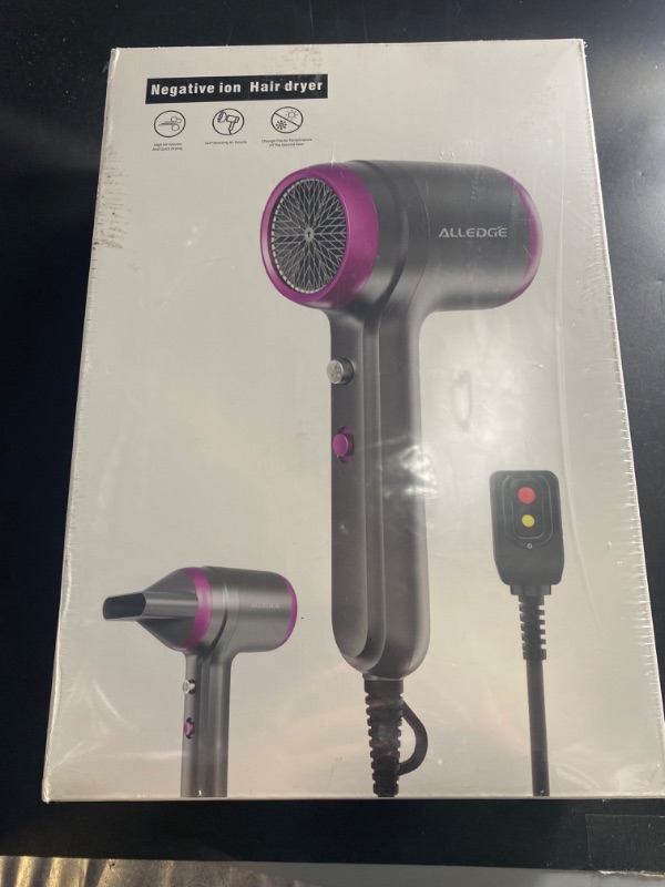 Photo 2 of Hair Dryer with Diffuser 200 Million Ionic Blow Dryer 1800W Portable Hairdryer Fast Drying for Woman 4C Thick Curly Hair with No Damage Contain 2 Nozzles and 1Wall Mounted Holder for Home Salon Travel
