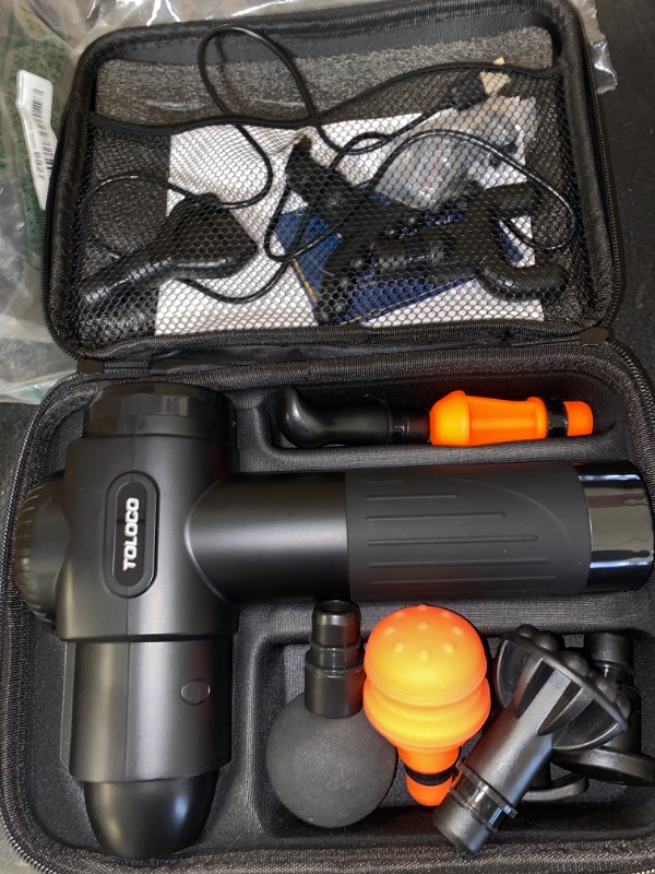 Photo 1 of TOLOCO Massage Gun, Deep Tissue Back Massage for Athletes for Pain Relief, Percussion Massager with 10 Massages Heads & Silent Brushless Motor, Black
