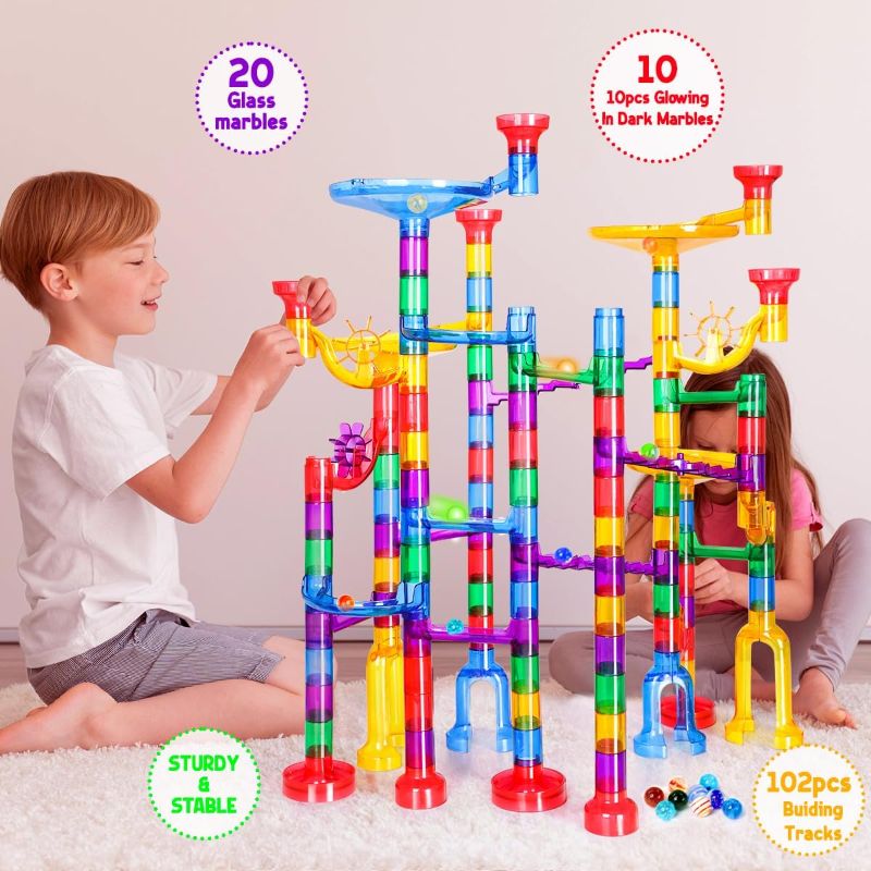 Photo 1 of Marble Genius Marble Run Racing Set: 154-Piece Marble Run Racing Set Toys for Kids, Marbles Maze Tower Building Blocks, Marble Race Track Rolling Game, Educational Learning STEM Toy Gift, Racing