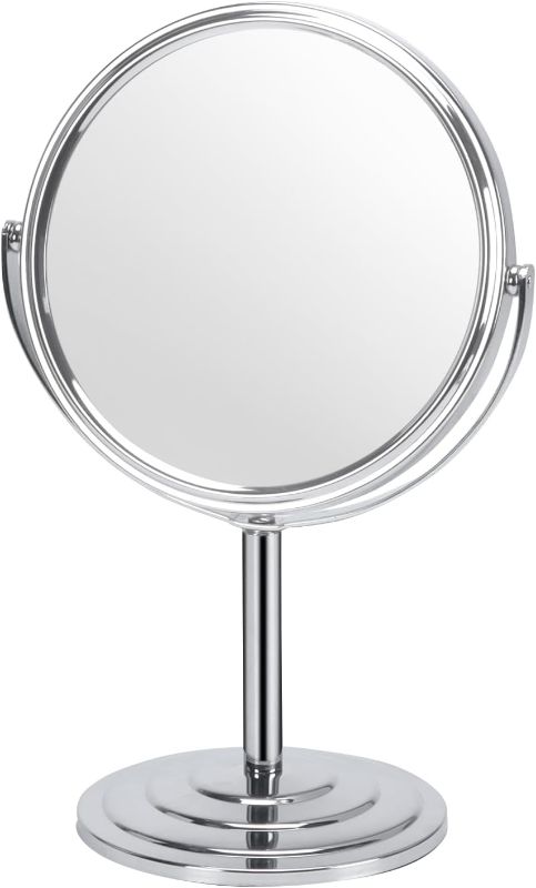 Photo 1 of 1X 5X Magnifying Makeup Mirror Vanity Mirror for Tabletop, Silver 13 Inch Standing Bathroom Cosmetic Mirror, Portable Double Sided Magnification Mirror
