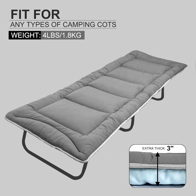 Photo 1 of Cot Mattress for Camping - Camping Sleeping Pad for Outdoor, Soft Portable Cot Pad, Non-Slip Camping Mattress Pad (73''x27'') Camping Accessories MISSING BAG**