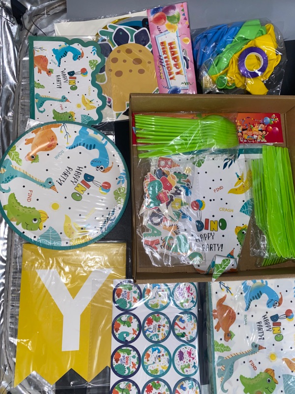 Photo 2 of Dinosaur Birthday Party Tableware Plates Napkins Fork and Tablecloth?Dinosaur Theme Birthday Party Decoration Serve 10 (60pcs)