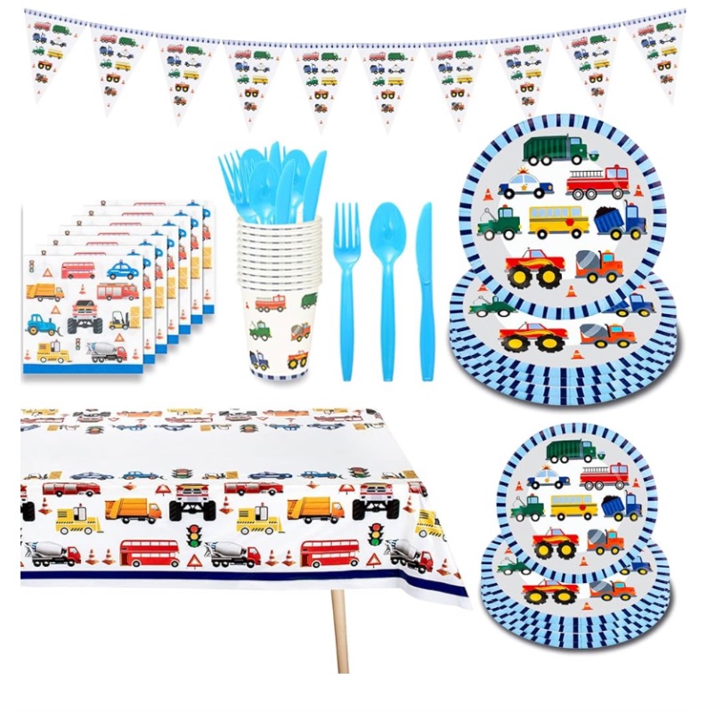 Photo 1 of OVER 120Pcs Vehicles Party Supplies Traffic Cars Trucks Transportation Paper Plates, Cups, Napkins, Banner, Tablecloth, Traffic Jam Transport Vehicle Party Decorations for Kids Boys
FOR 10 GUEST