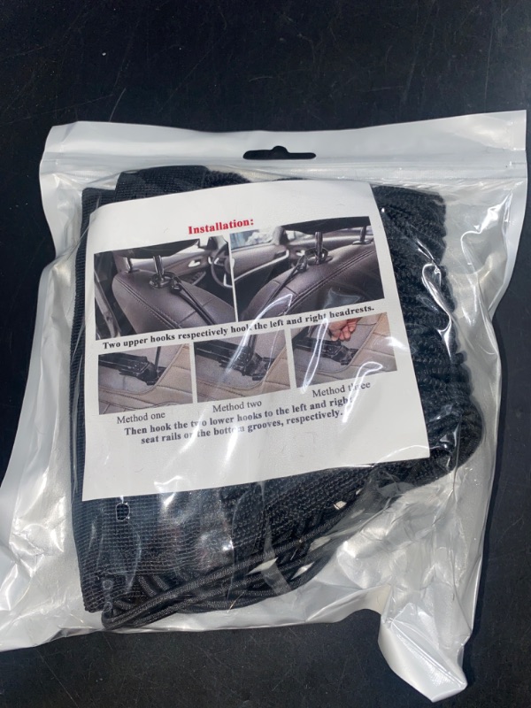 Photo 1 of 3 Layer Car Net Pocket, Car Net Pocket Handbag Holder, Four-Side Elasticity Car Purse Net, Car Net Barrier between Front Seats for Backseat Kids Dogs or Pets
