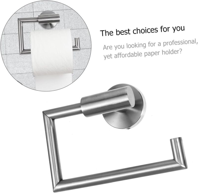 Photo 1 of 1 PC Stainless Steel Roll Holder Wall Mounted Holder Bath Tissue Holders Toilet Paper Holder Stand Toilet Tissue Holder Stand Wall Mounted Shelves for Storage 304 Stainless Steel
