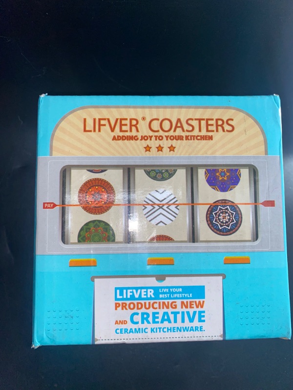 Photo 1 of LIFVER Coasters Set of 6 Absorbent Drink Coasters with Holder, Marble Style Ceramic Thirstystone Coasters for Home Decor Coffee Table Protection, 4 Inches Suitable for Kinds of Cups Housewarming Gift
