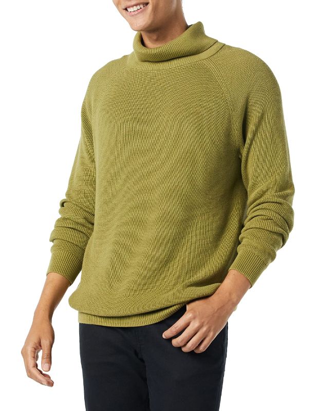 Photo 1 of Amazon Essentials Men's 100% Cotton Rib Knit Turtleneck Sweater Xlarge Golden Olive