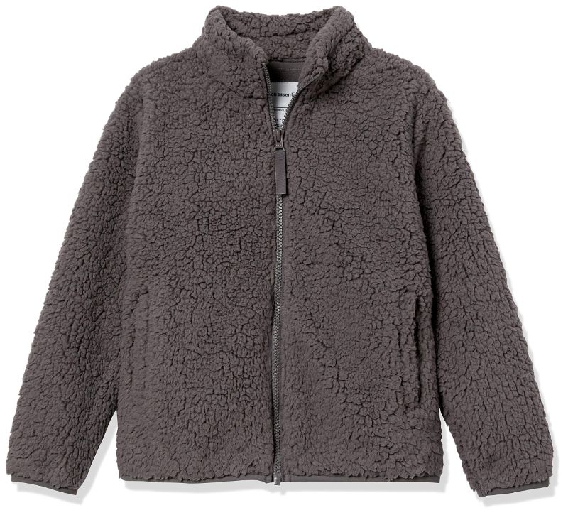 Photo 1 of Amazon Essentials Girls  Sherpa Fleece Full-Zip Jacket - Discontinued Colors Large Grey