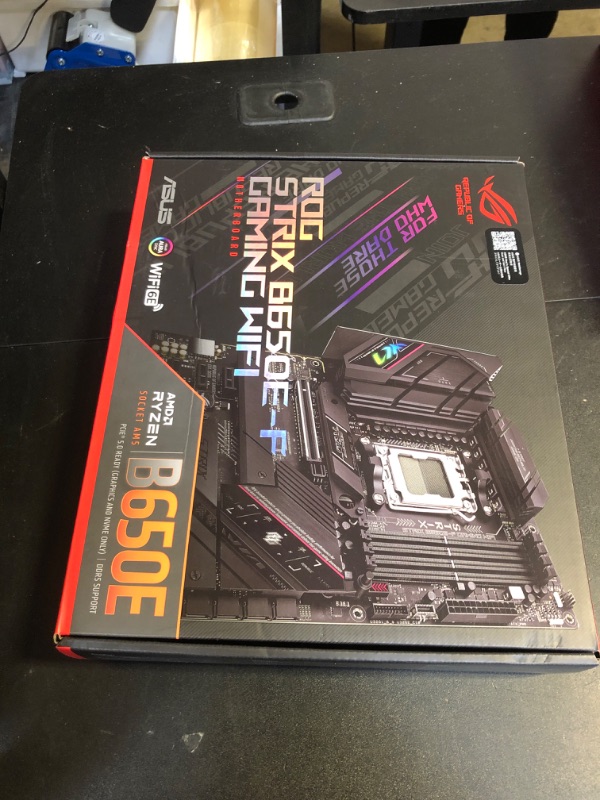 Photo 2 of ASUS ROG Strix B650E-F Gaming WiFi AM5 (LGA1718) Ryzen 7000 Gaming Motherboard(12+2 Power Stages,DDR5,3xM.2 Slots,PCIe® 5.0,WiFi 6E,2.5G LAN,USB 3.2 Gen 2x2 Type-C® Port) ATX ROG B650E-F|DDR5|WiFi 6E (FACTORY SEALED)