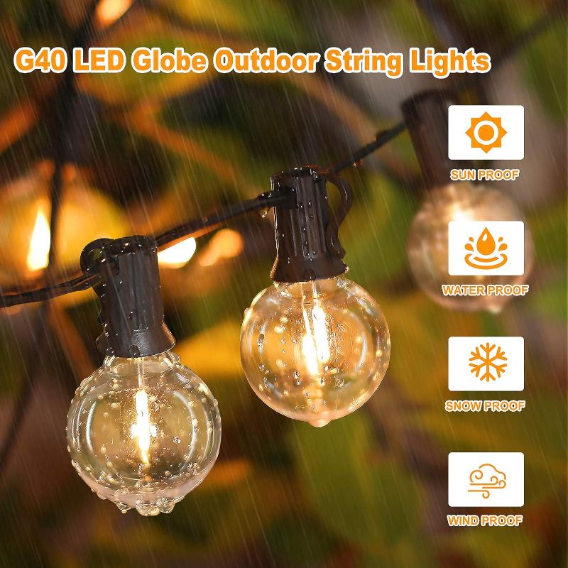 Photo 1 of 100ft  Outdoor G40 LED Globe String Lights Dimmable Waterproof Shatterproof Light Strings with 52 Bulbs Connectable Commercial Hanging Lights for Christmas Patio House Backyard Balcony Party
